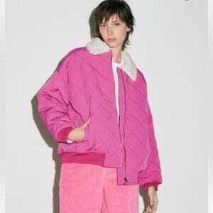 Thread and Supply Faux Shearling Collar Dad Style Jacket for Women